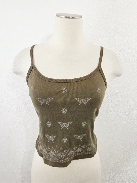Vintage Tops - Vintage Maurice's 90's butterfly tank top dark green bandana women's y2k